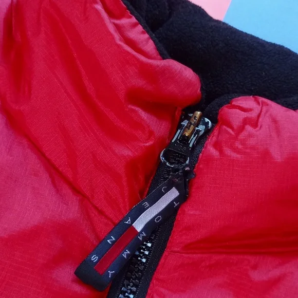 Vintage 90s Tommy Hilfiger Goose Down Puffer Jacket RED - Picture 10 of 14
